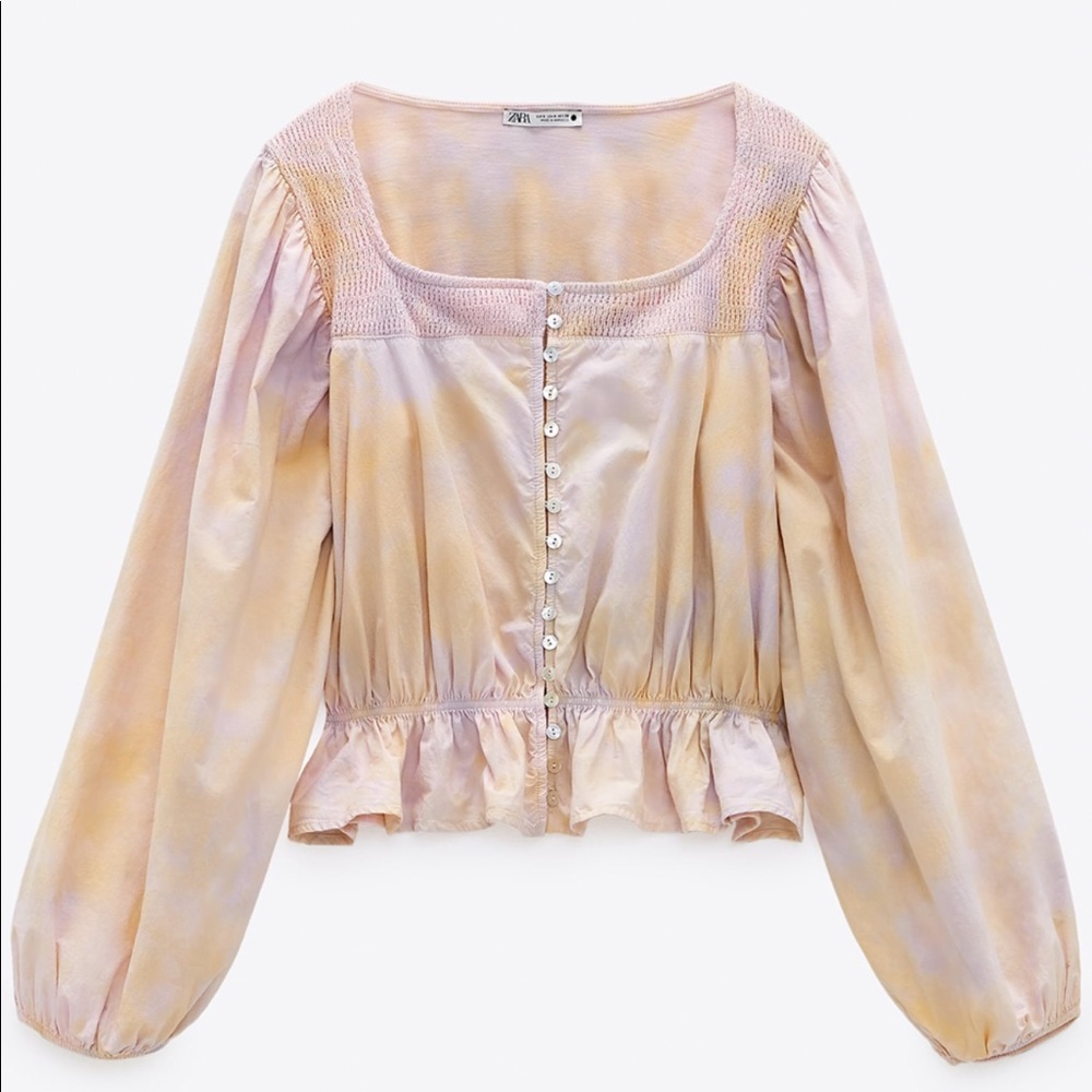ZARA Tie Dye Crop Blouse